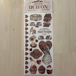 Stamperia Chocolate Rub-On Transfers – Vintage Sweets & Café Theme (4" x 8.5")